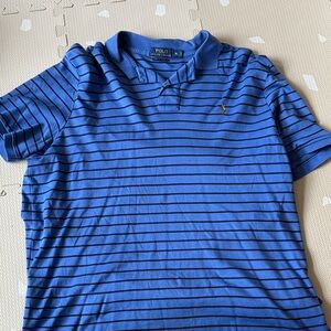 Polo by Ralph Lauren Men's Blue and Black Striped Polo Shirt